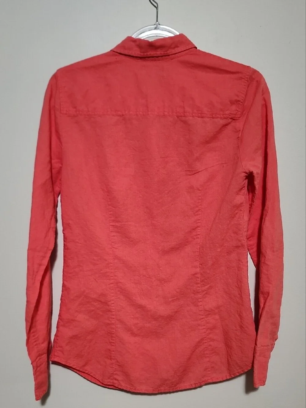 J.Crew Coral Red Baird McNutt Irish Linen Perfect Shirt Button Down Slim Fit 6T